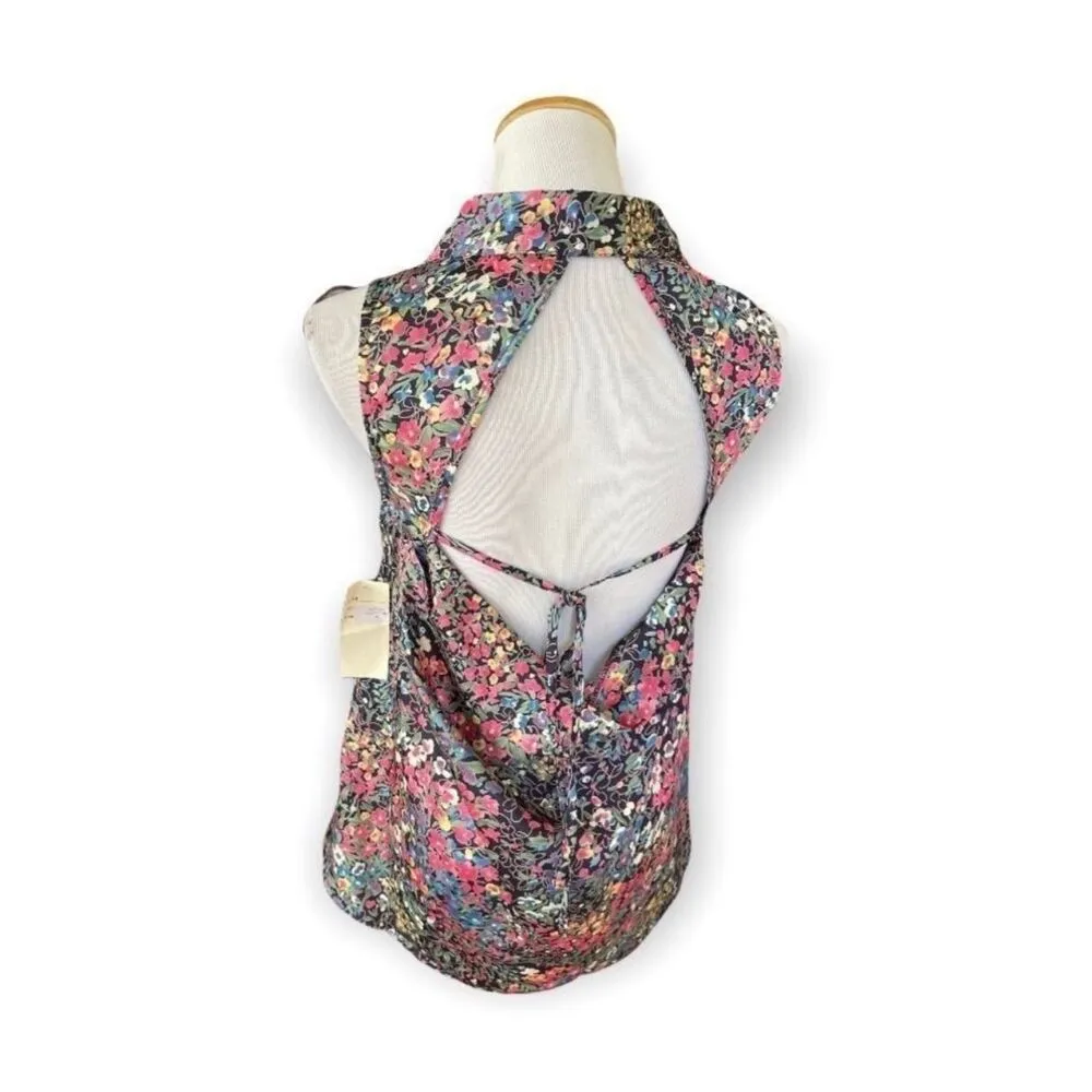 NWT Womens Hot & Delicious Floral Open Back Sleeveless Top - Sz S - Image 2