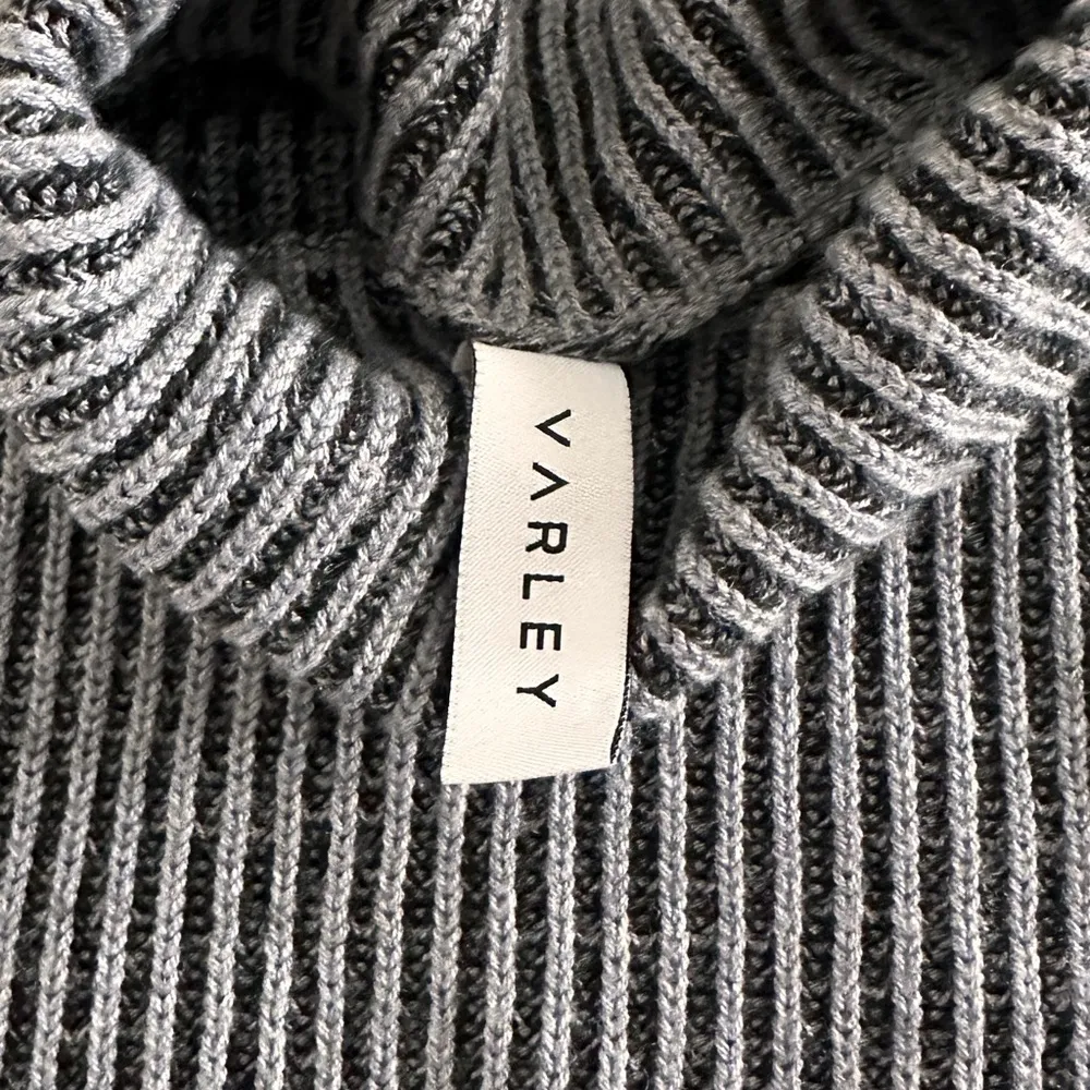 Varley Collins Tunic Sweater Merino Wool Blend Ribbed Knit Mockneck gray medium - Image 9