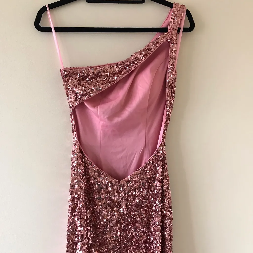 Sequin One Shoulder Open Back Long Gown - Image 9