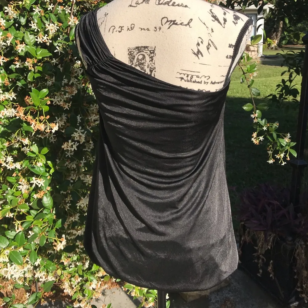 BCBGMAXAZRIA Classy Black Off Shoulder Tank Top Sz XXS - Image 5