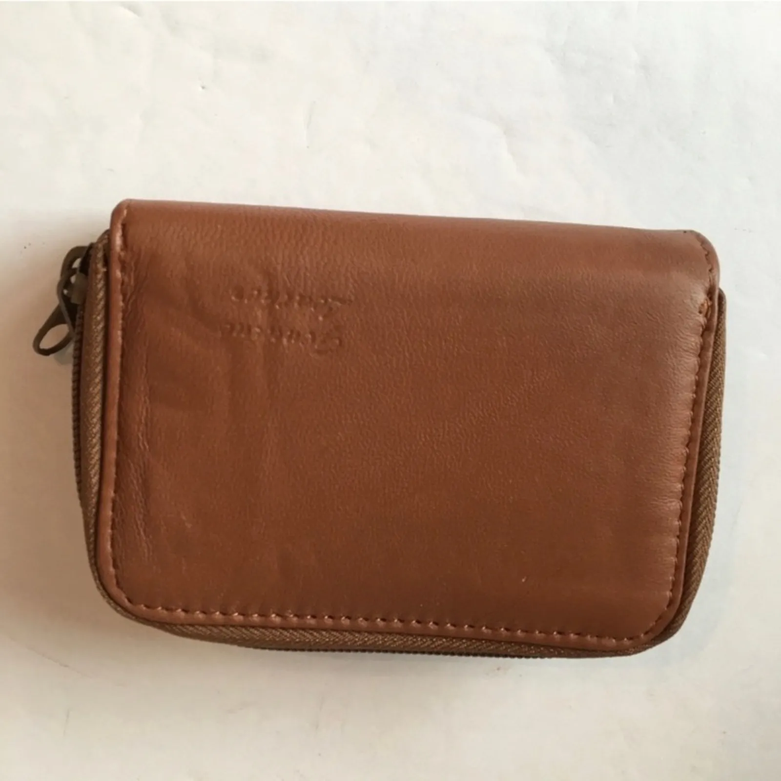 Leather rfid blocking wallet brown double zipper card holder - Image 3