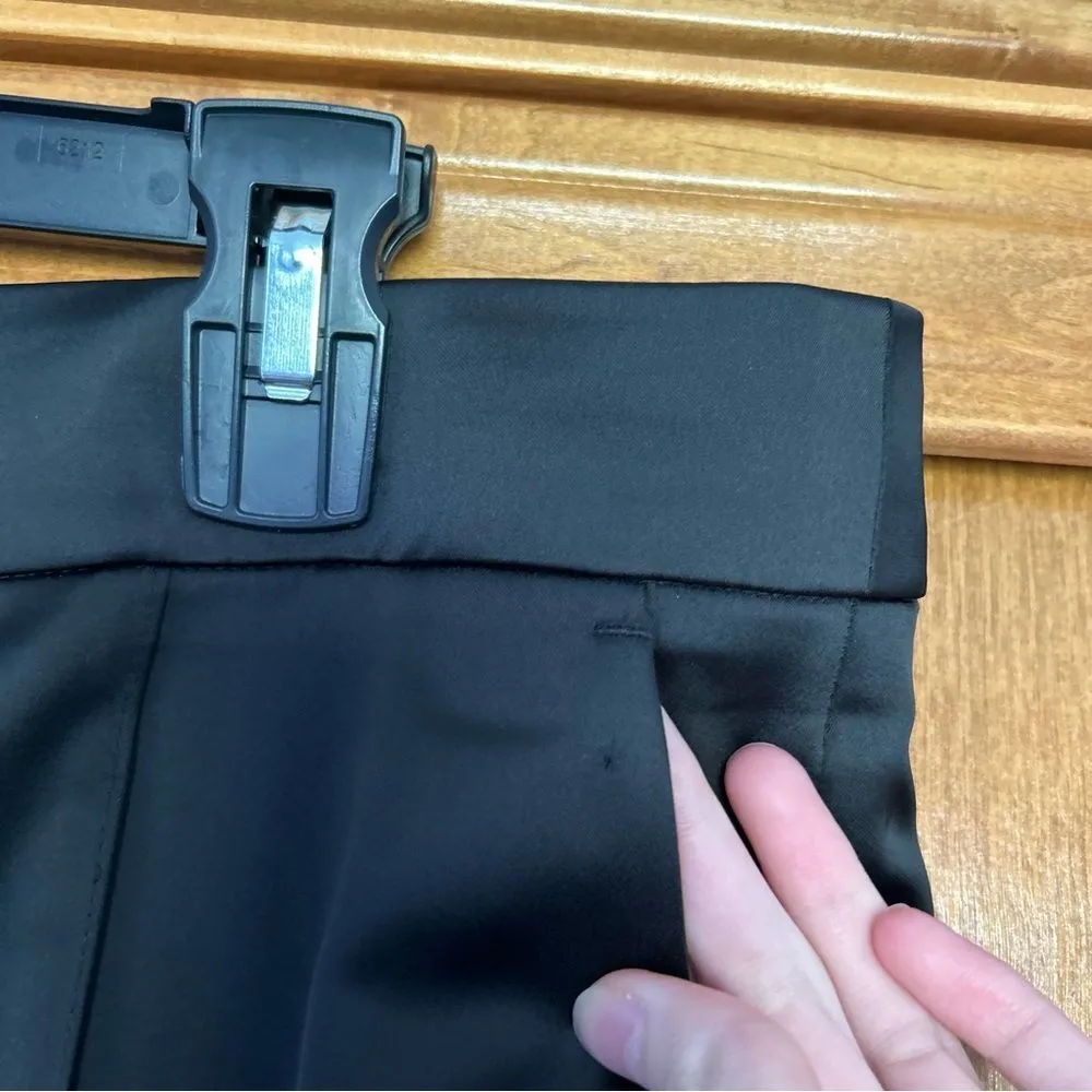 J. Crew Collection High Rise Wide Leg Pant Satin Tailoring Black Sze 16 Hemmed - Image 6