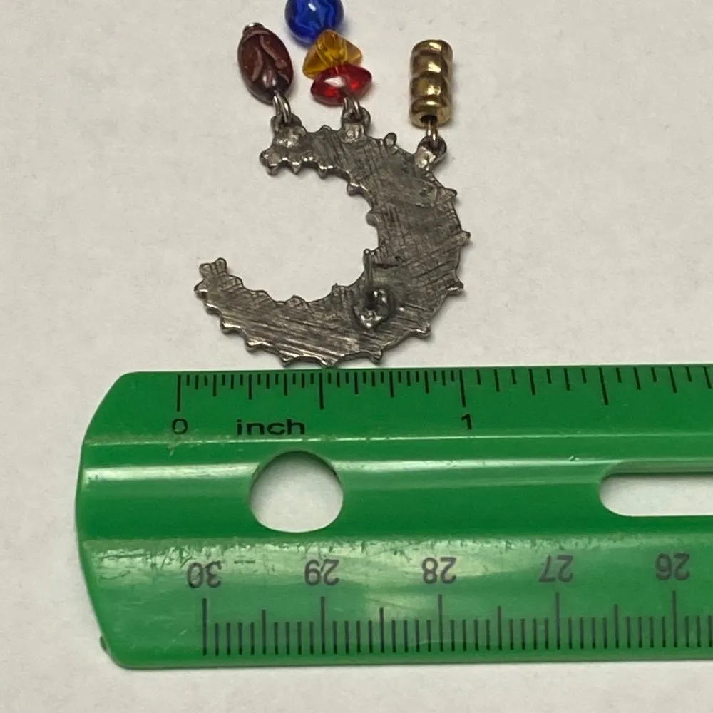 Legends Crescent Moon Shape Silver Tone Metal Pierced Post Earrings with Dangles - Image 7