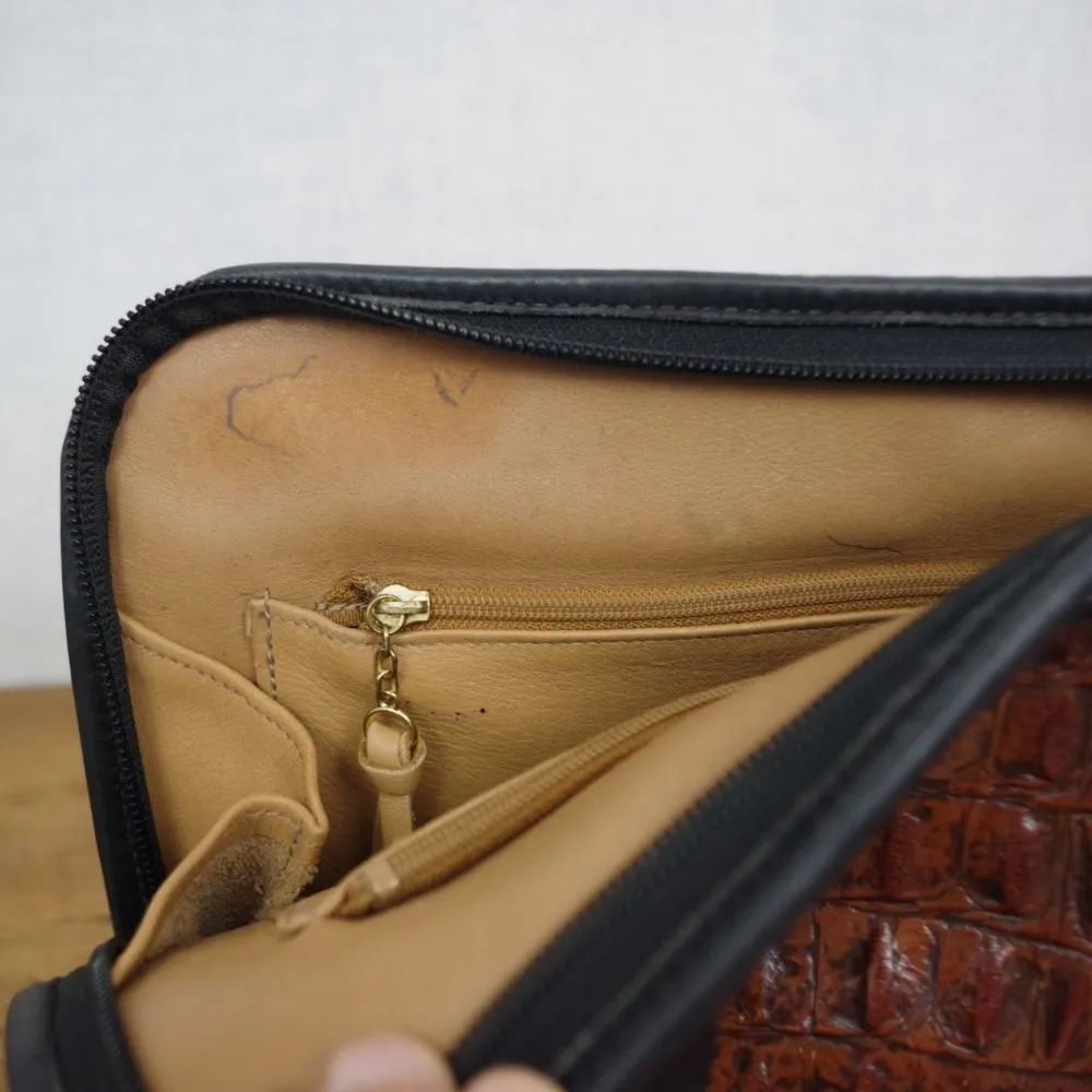 Bar Harbor Classics Crocodile Print Leather Asymmetrical Crossbody Purse Black - Image 5