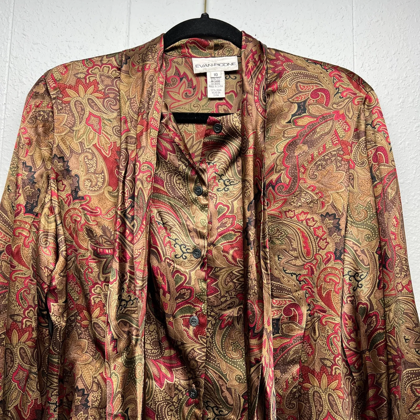 Evan Picone 100% Silk Top Womens 10 Career Workwear Office Quiet Luxury Formal - Image 3