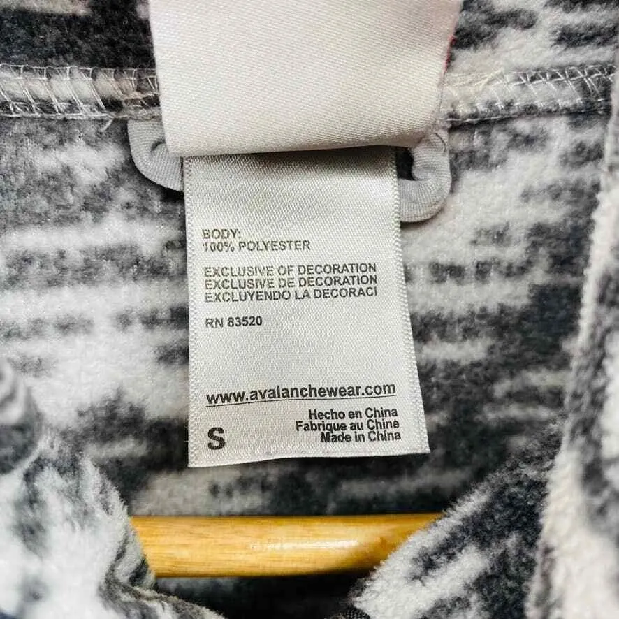 Avalanche Pullover Fleece Sweater Womens Small Gray Cream Aztec Print Polyester - Image 6