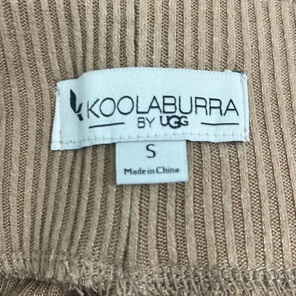 Koolaburra by UGG Womens Small Pull On Wide Leg Pants Tan Ribbed Pockets Stretch - Image 4