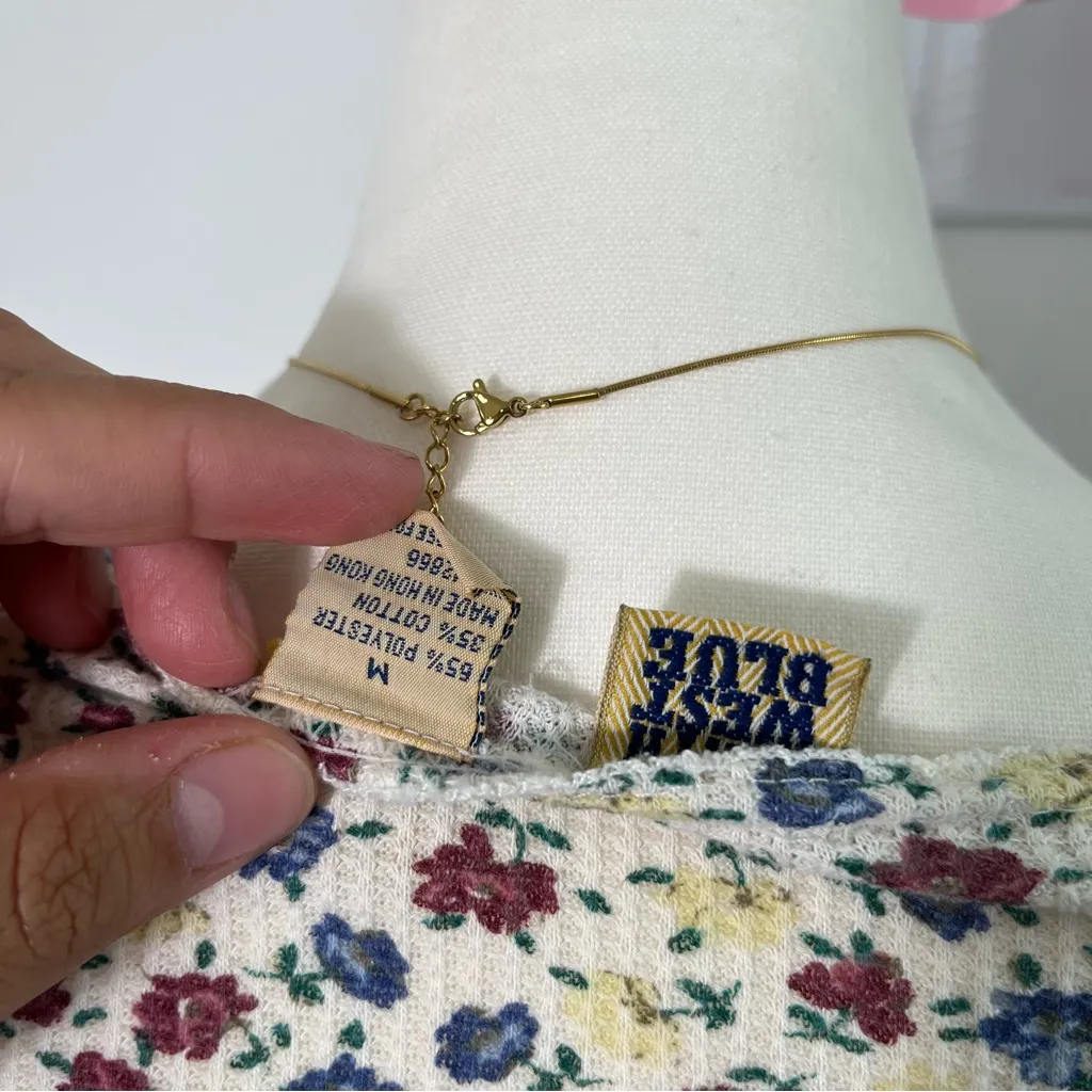 Vintage 90s Cottage White Floral Mini Bow‎ Tank Top Womens Size Medium - Image 4