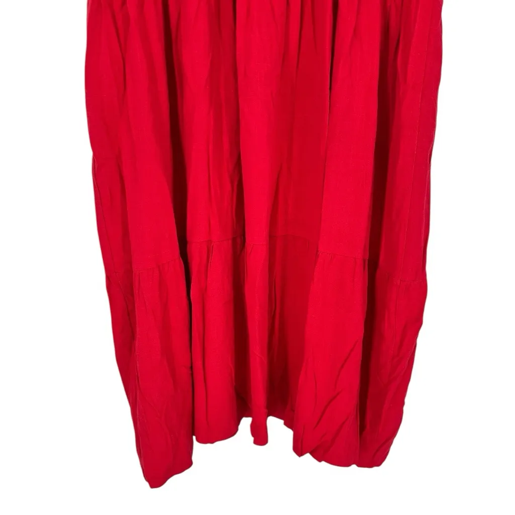 See N Be Seen + Red Embroidered Short Dress size 2X V Neck Linen Cotton NWT - Image 9