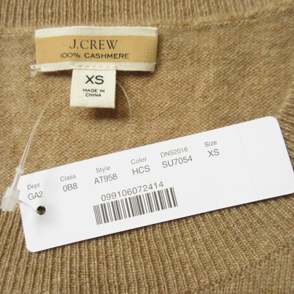 NWT J.Crew Cashmere Crewneck Sweater in Heather Camel Sparkle Metallic Heart XS - Image 5