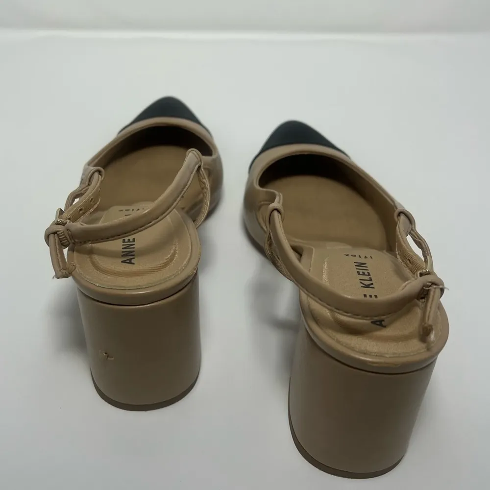 anne klein | brinlee sling back pump | size 7 black & nude heels | strap heels - Image 11