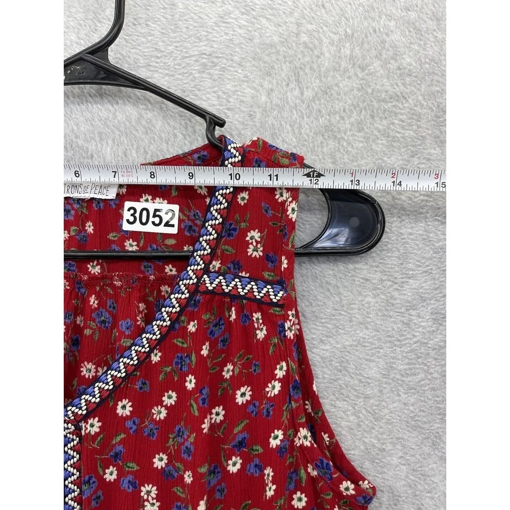 Patrons of Peace Women's Blouse Sleeveless Red Floral Size Small V Neck Trapeze - Image 6