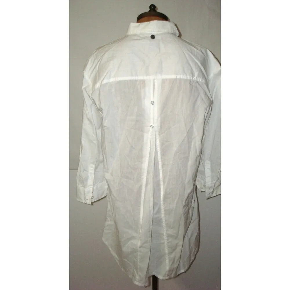 New NWT Womens Prana White Shirt Dress Organic Tunic M Coverup Mauzy Pockets - Image 4