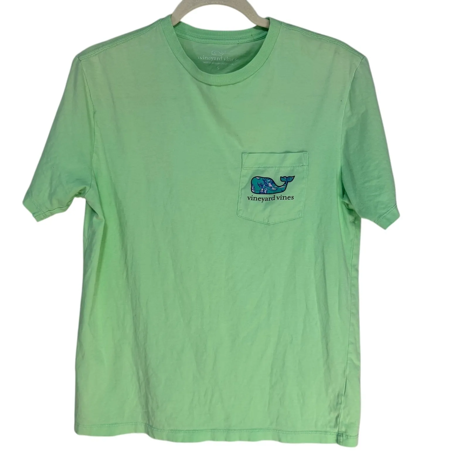 Vineyard Vines Whale Pocket Tee Shirt Light Green Short Sleeve Cotton Size S - Image 6