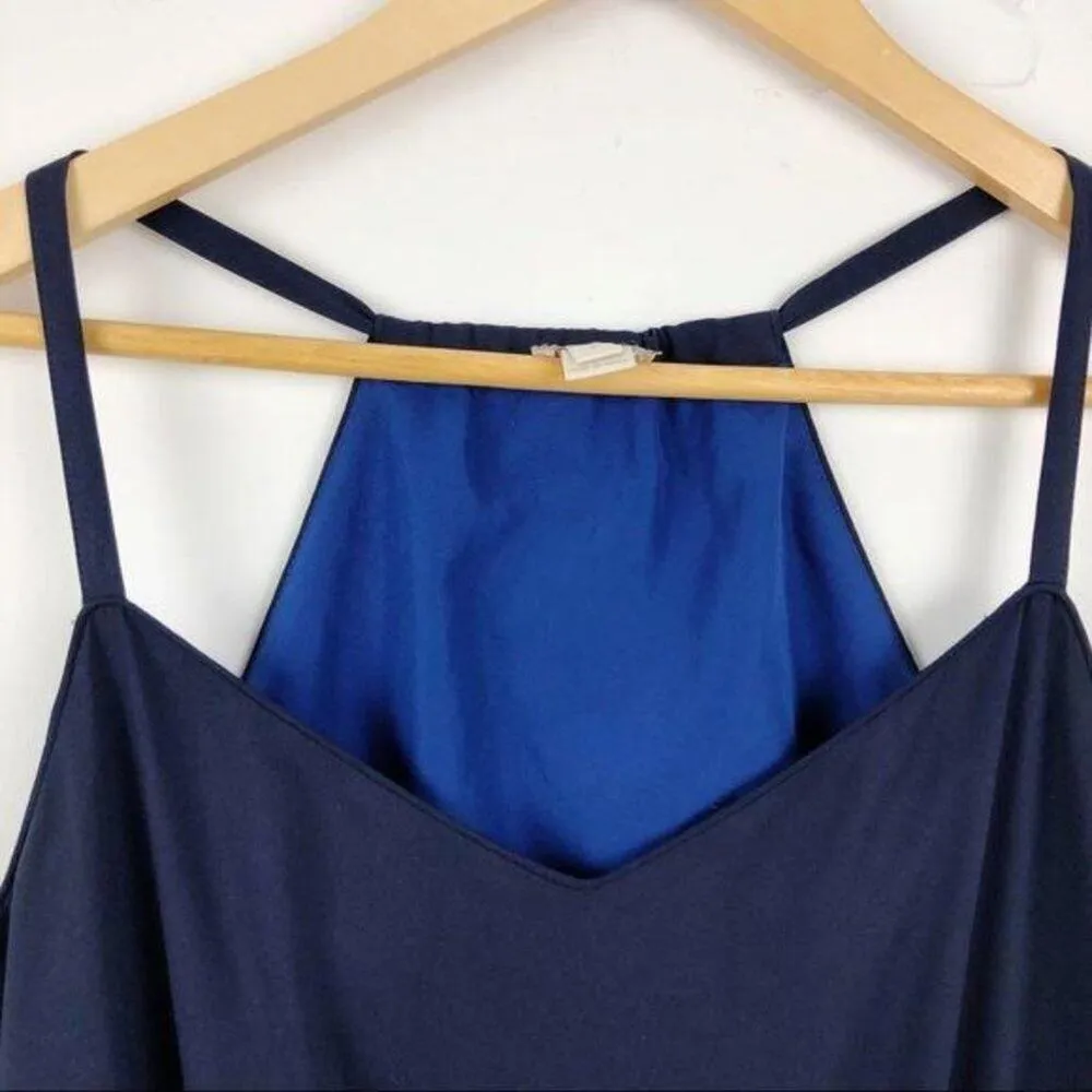 J. Crew Navy Geometric Printed Maxi Dress Long Spaghetti Strap Halter Neck SZ 6 - Image 5