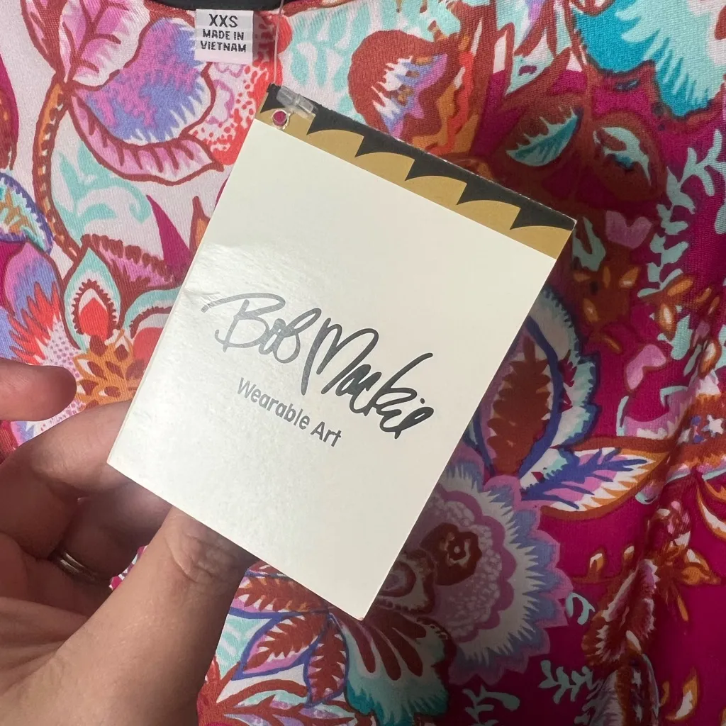 Bob Mackie wearable art Woman XXS Vibrant Floral 3/4 Sleeve Floral Dress Nwt - Image 3