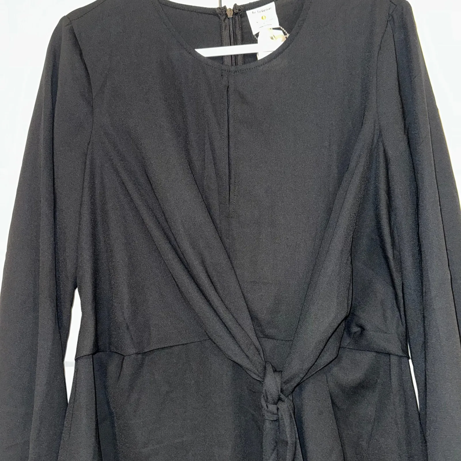 By Together Black Tie Front Dress Long Sleeve Party‎ Cocktail Size L - Image 2