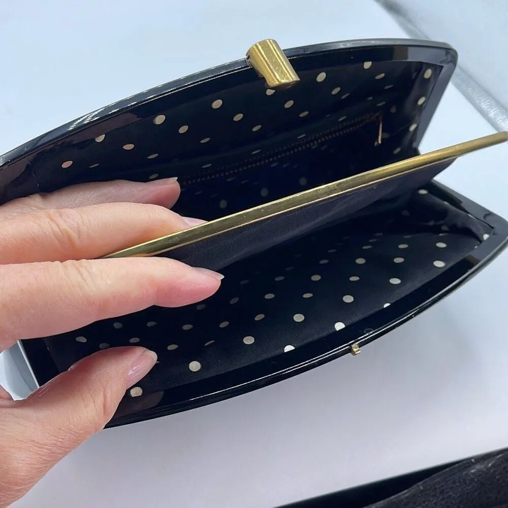 Vintage G.D.K. faux black patent leather two sided clutch - Image 6