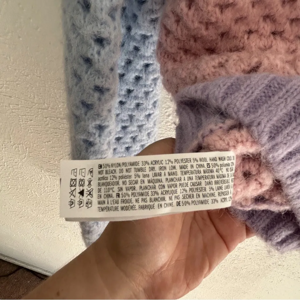 English Factory Contrast Detail Cardigan Medium Whimsical Colorblock Pastel - Image 6