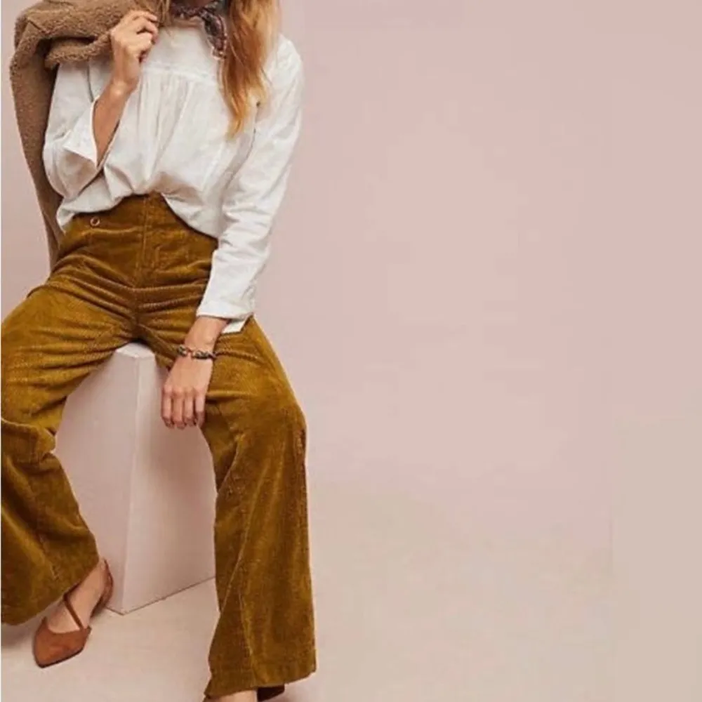 Anthropologie Ett:twa Wide Leg Corduroy Trouser Pant‎ 70s Retro Vintage 32 - Image 2