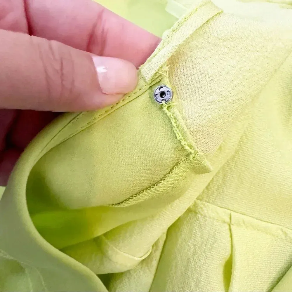 ELIE TAHARI 100% Silk‎ Sleeveless Neon Yellow V-Neck Blouse Size XS - Image 4