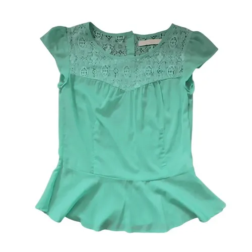 Cache Cache Lace Peplum Top Mint Green Cap Sleeve Junior Size 1 - Image 3