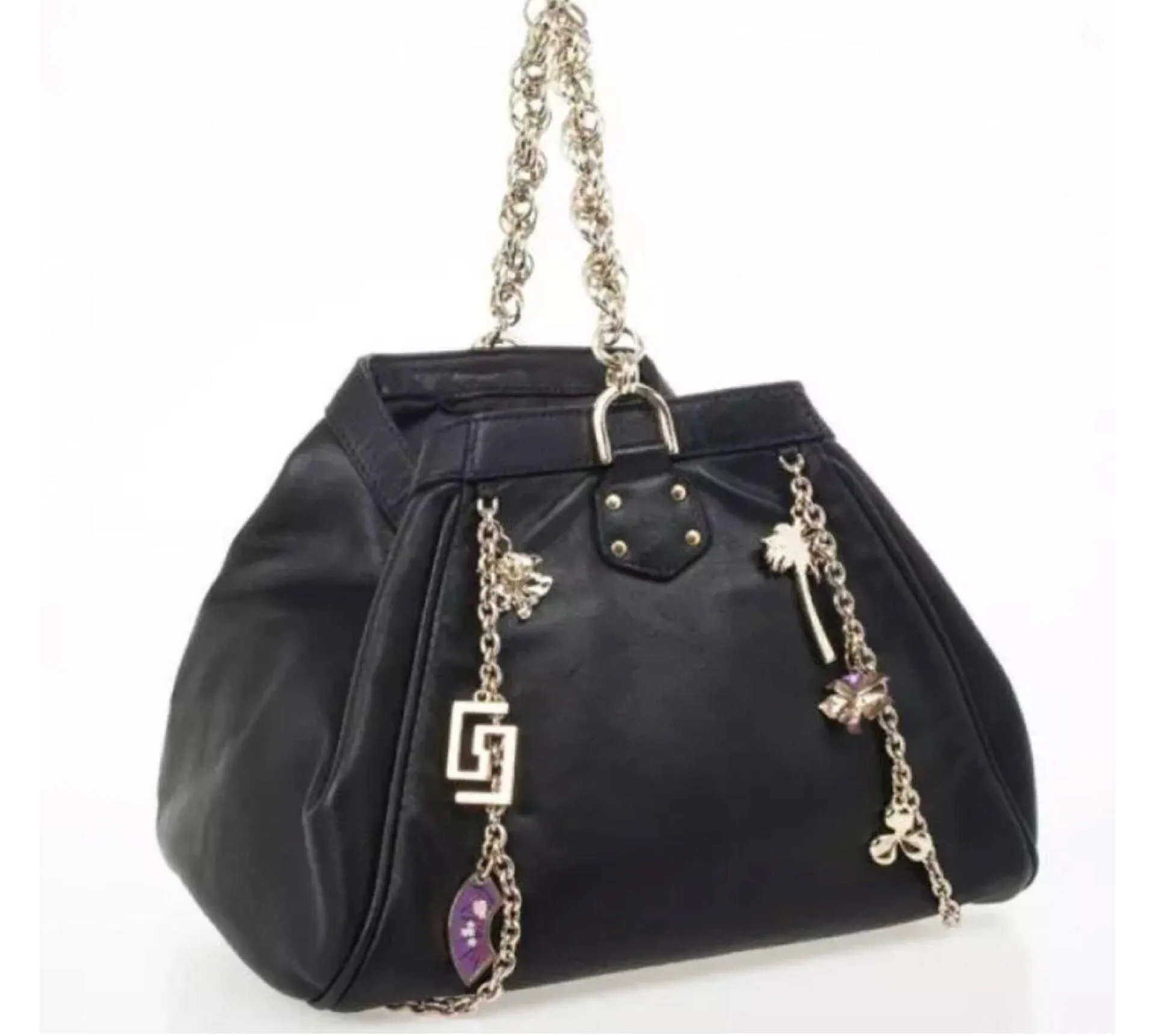 For H&M Black Leather Charms Hobo Bag - Image 5