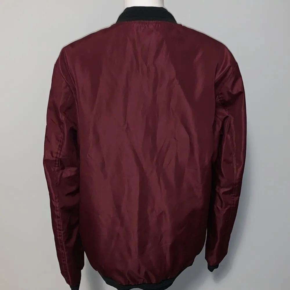 Full Zip Maroon Bomber Windbreaker Jacket Sz 3XL Red - Image 8