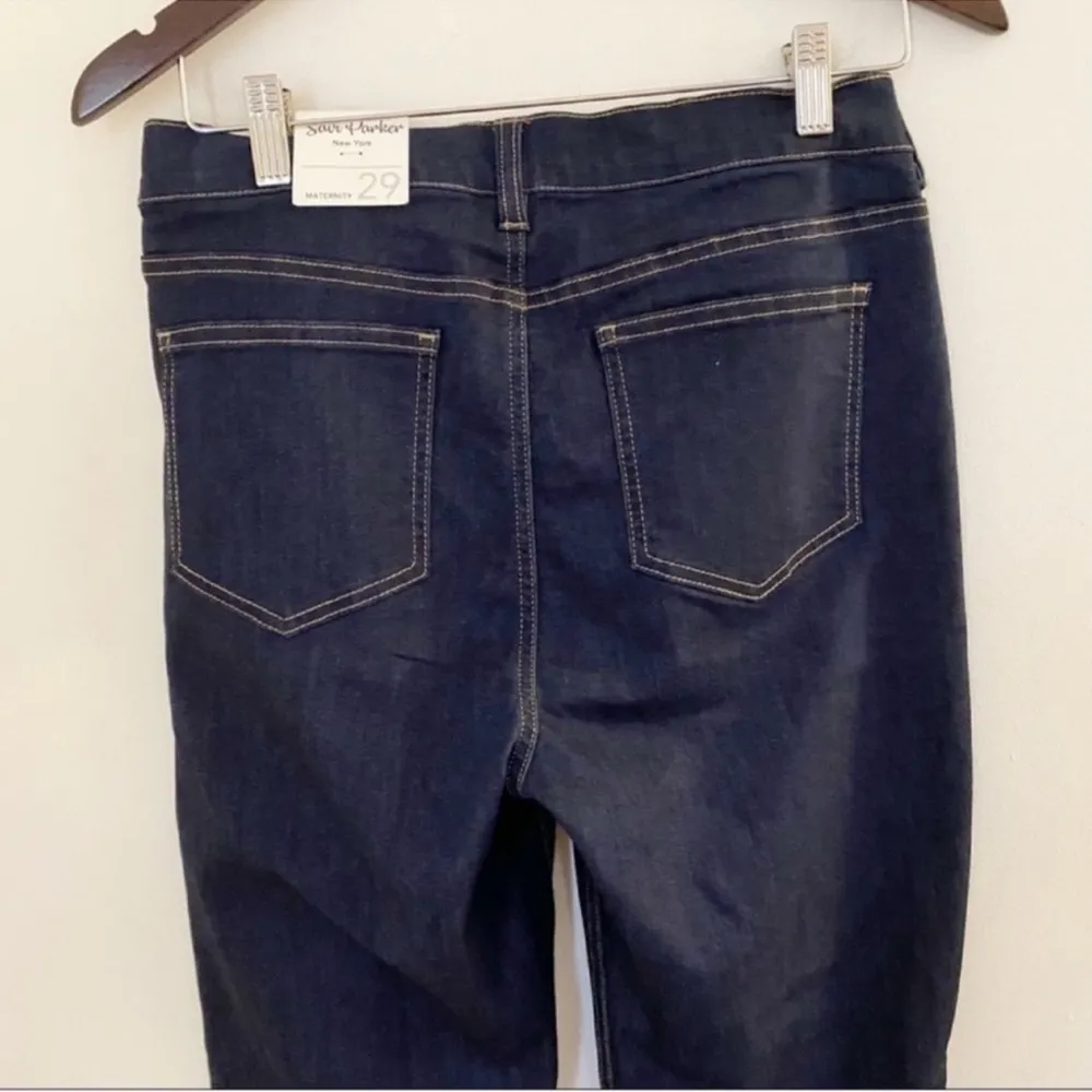 Savi Parker Maternity Jeans Size 29 NEW Dark Blue Wash Low Panel Stretch Waist - Image 6