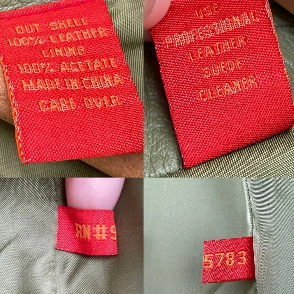 Elements by vakko olive green leather jacket large Green - Image 11