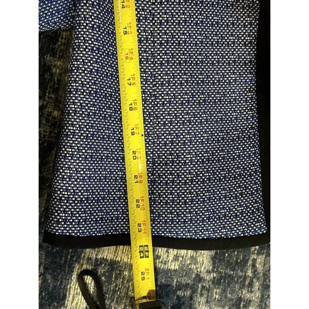 Evan Picone Black Label Blazer Womens 16 Blue/Black Lined 3/4 Sleeve Open Jacket - Image 5