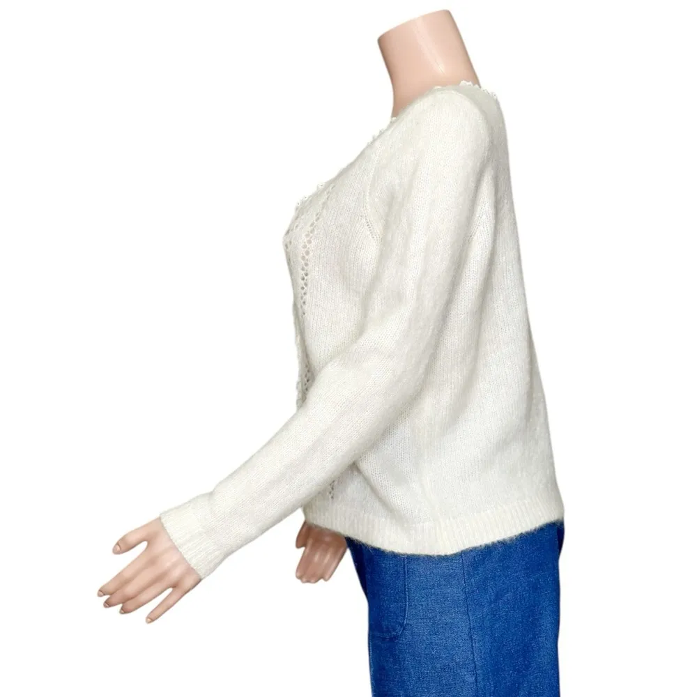 Maryam Wool-Blend Knit Cardigan, Ecru, Small - Image 8