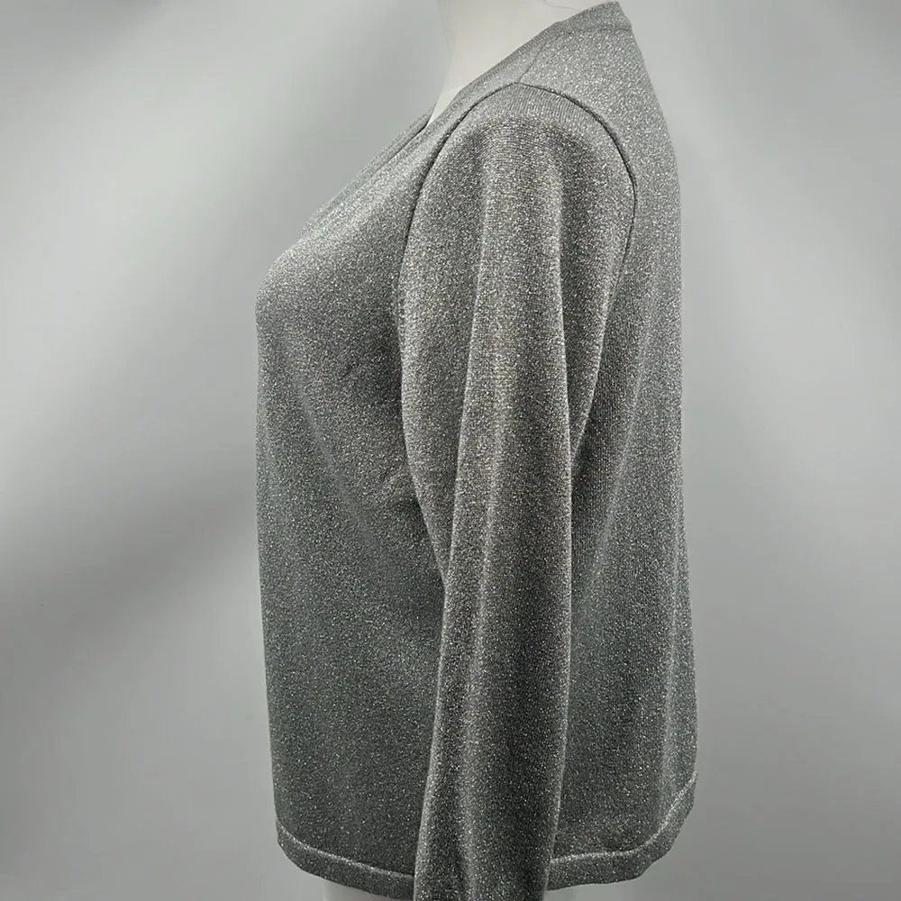 Avenue holiday 5 button silver shimmer cardigan 18/20 - Image 4