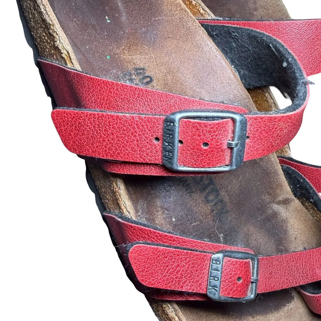 Birkenstock Women 9/40 Mayari Birko-Flor Slip On Toe Loop Sandals Red - Image 7