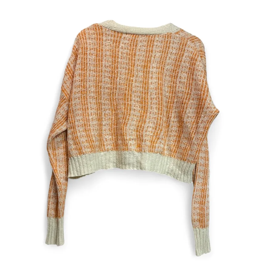 Elodie Womens Orange Cream Cropped Cardigan Knit cottagecore  Sweater Large - Image 7