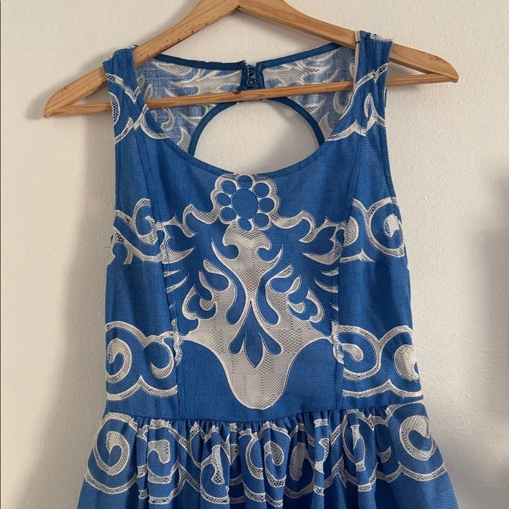 Anthropologie Plenty by Tracy
Reese Azure Lace Dress folklore blue white EUC - Image 3