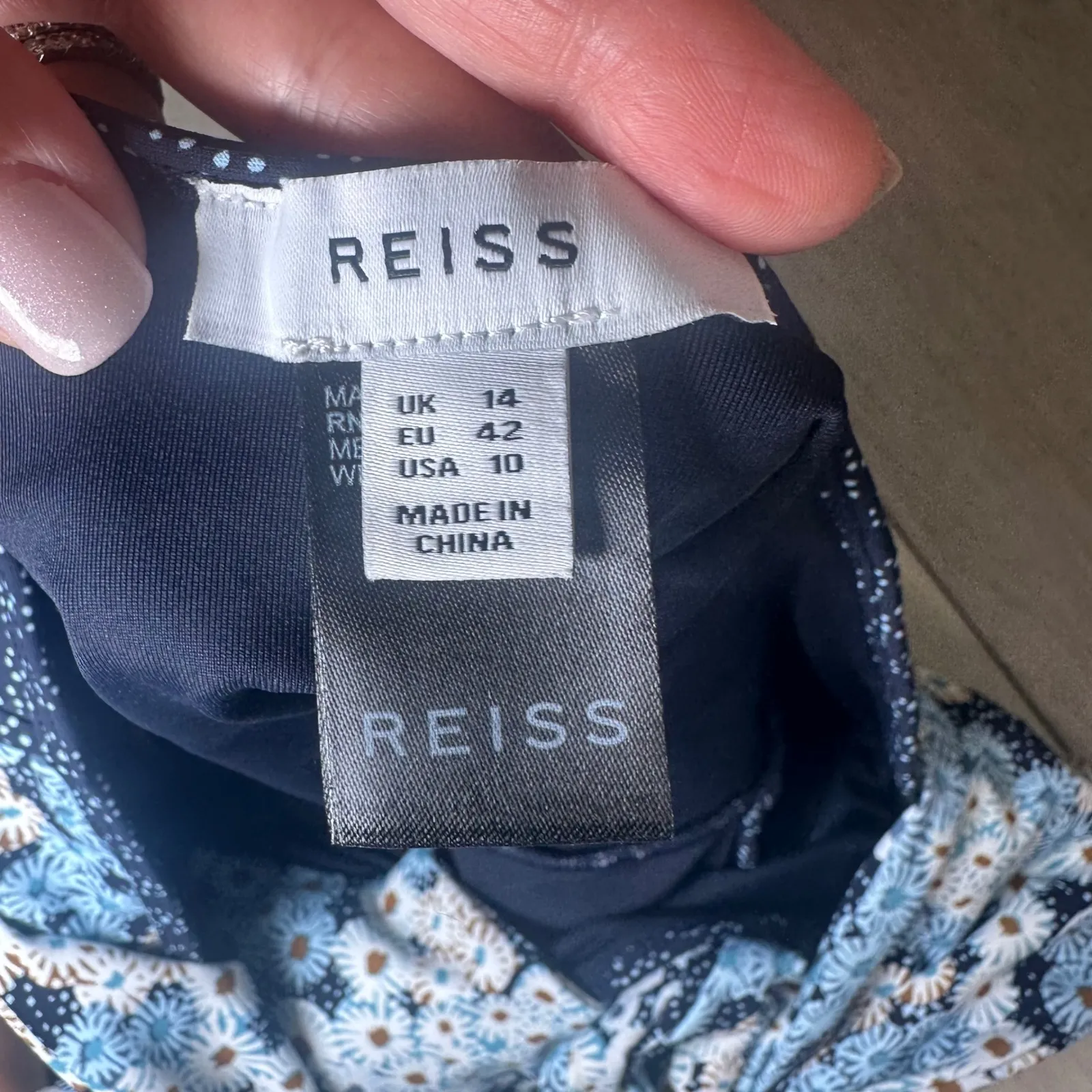 Reiss Megan printed cut out swimsuit baiting suit navy floral one piece size 10 - Image 11