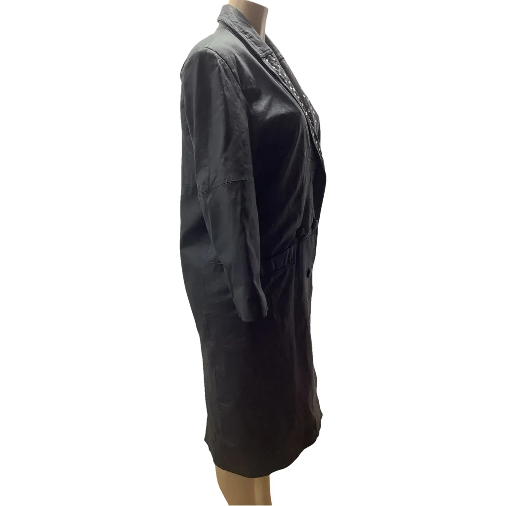 70’s Vintage Size Small Leather Elegant Black Women’s Trench Coat. Preloved - Image 6