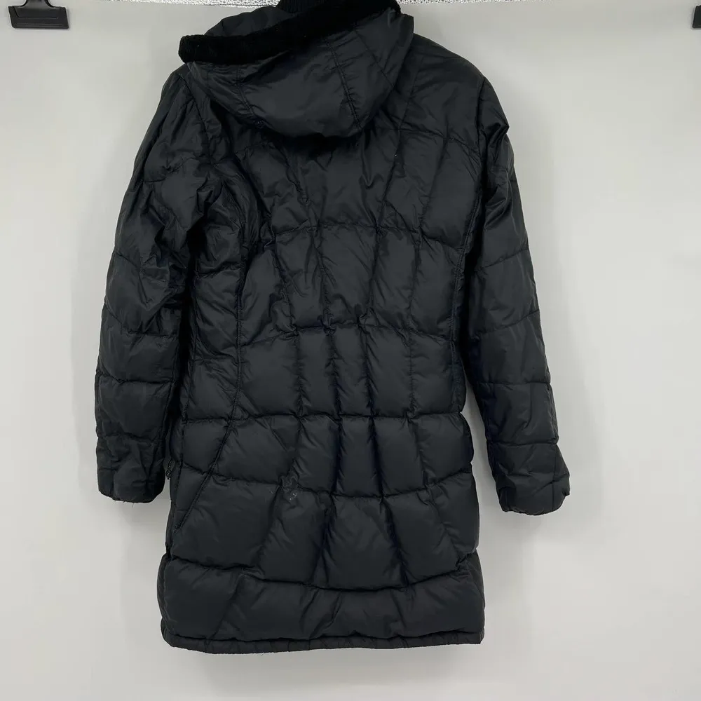 Mountain Hardware black puffer front zip jacket w/ pockets warm women size small - Image 3