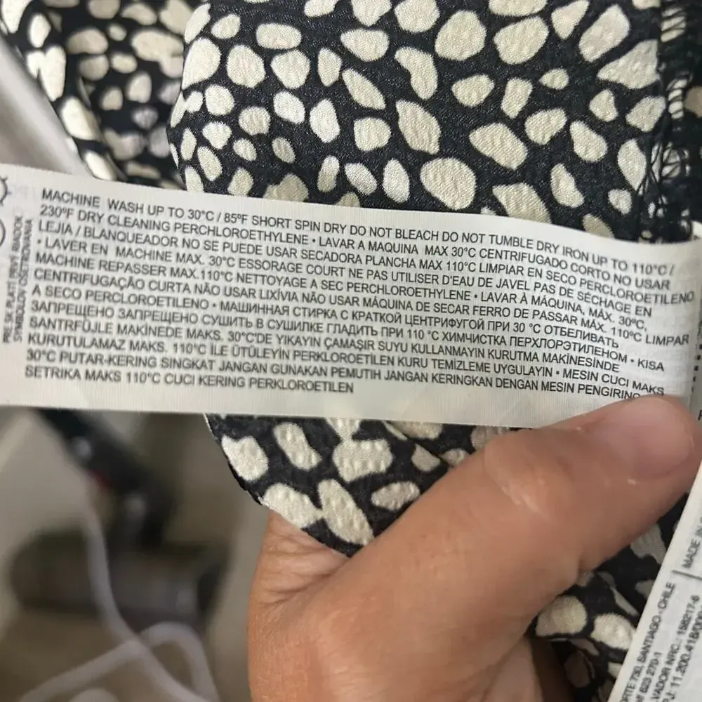 Mango Ruffle‎ Printed Dress Size 6 Ecru NWOT - Image 9