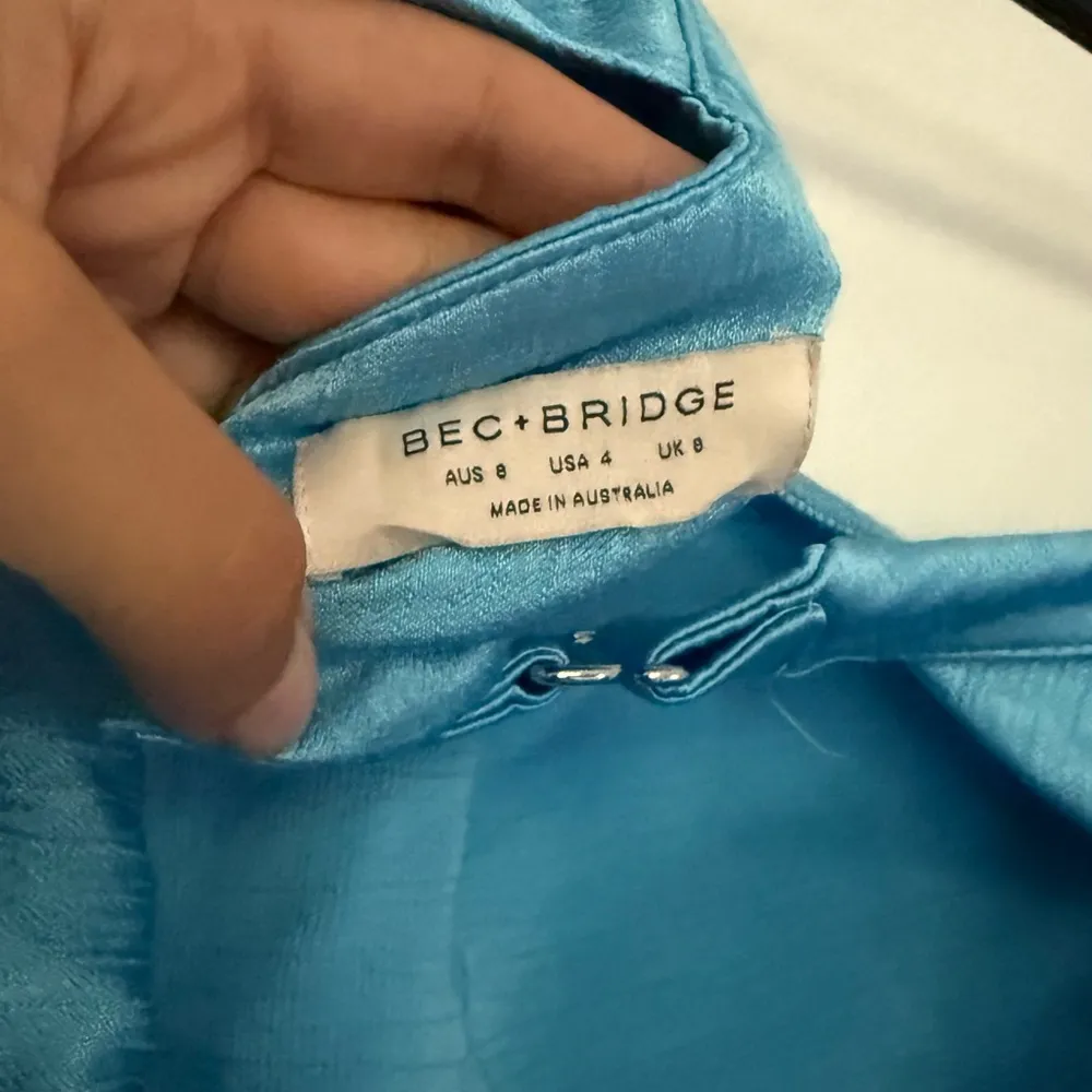 bec + bridge moon dance Strapless Satin Blue Dress Size 4 - Image 8