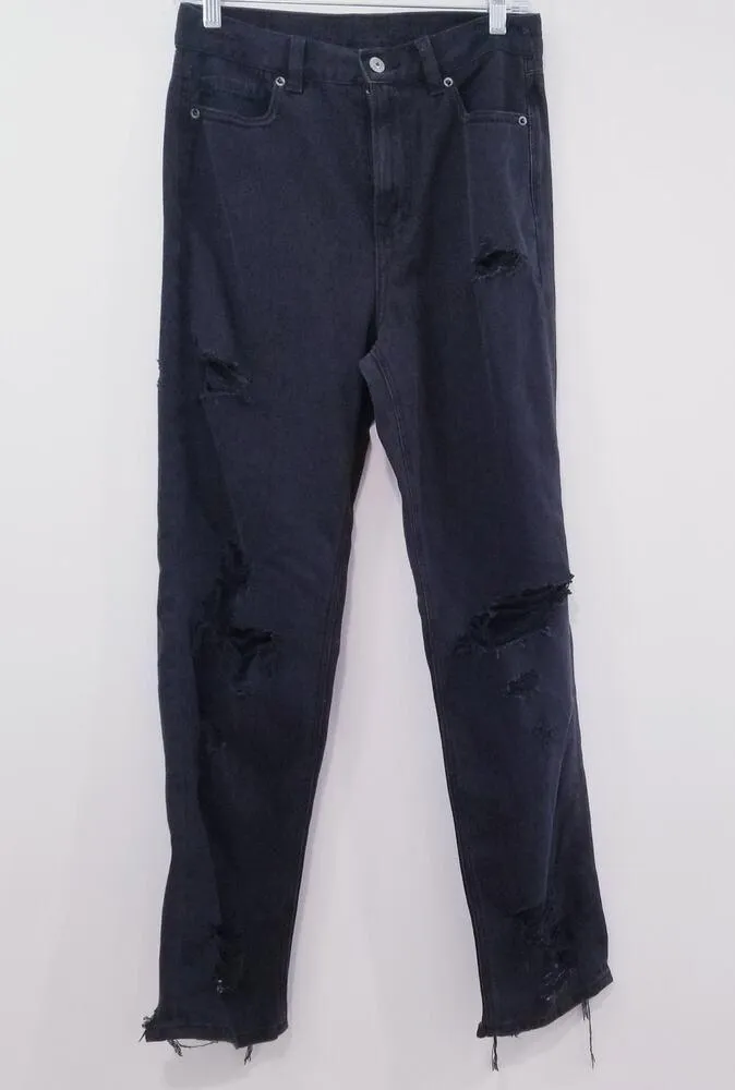 AEO American Eagle Mom Jean Distressed Ripped Black Denim - Image 3