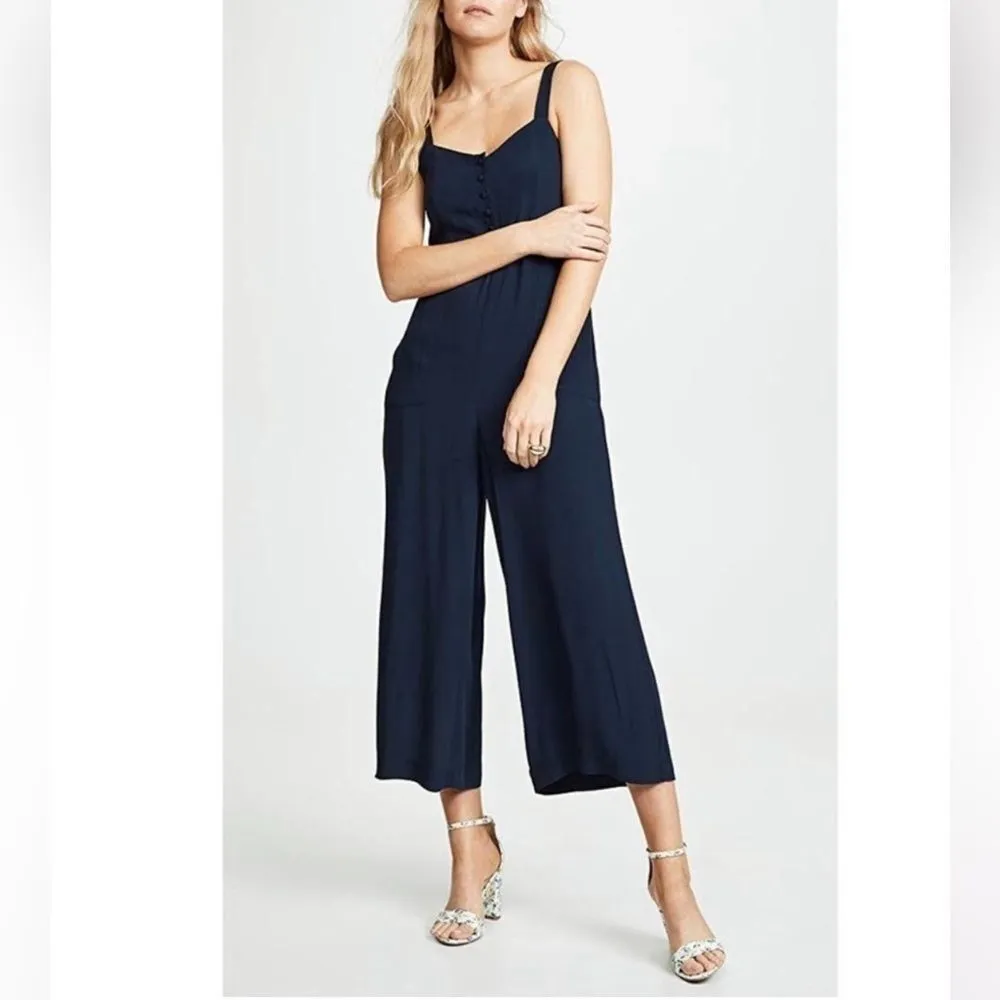 Madewell Smocked‎ Button-Front Cropped Jumpsuit in Nightfall size 0 - Image 7