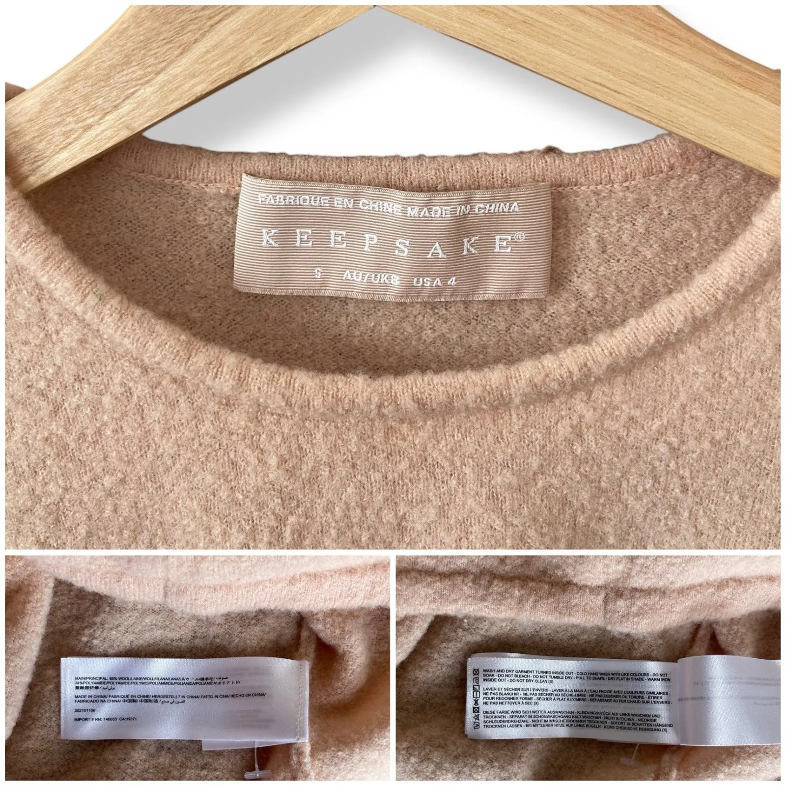 Keepsake The Label What If Puff Sleeve Fitted Sweater Knit Top in Peach Pink Size 4 - Image 11