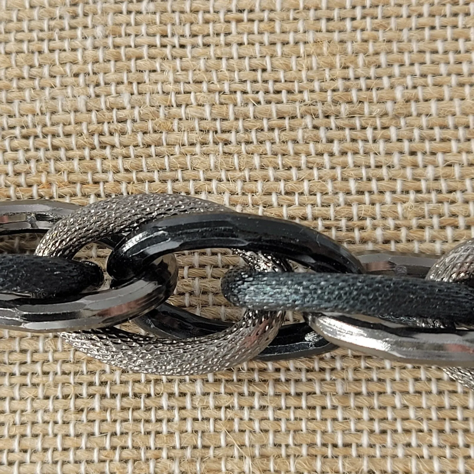 Gunmetal Necklace Black Silver Tone Thick Chunky Chain Link Fashion Statement - Image 11