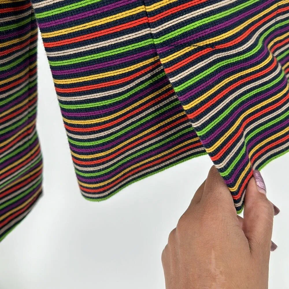 Talbots Cotton Blend Striped Blazer Multicolor Lined pop of color artsy 4P - Image 8