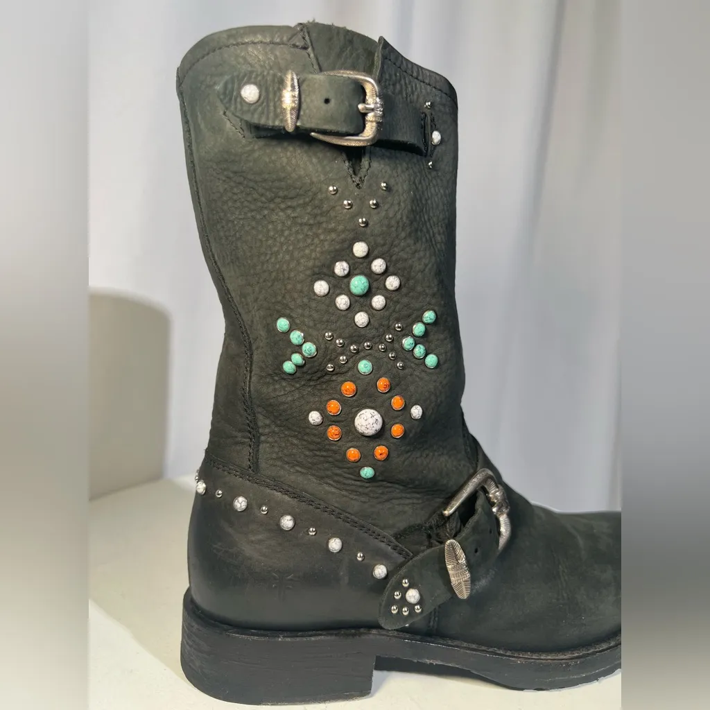 Frye  Veronica Studded Stone Motorcycle Boots | 6 - Image 5