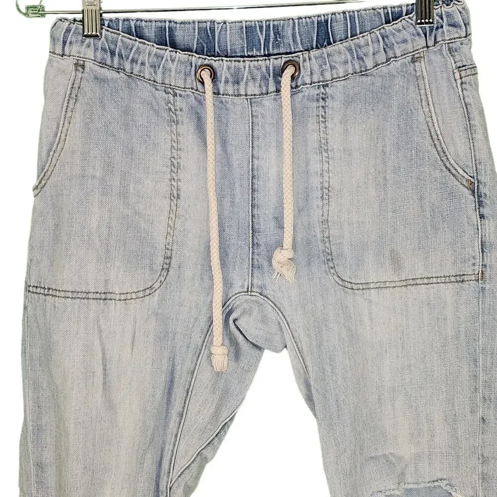One Teaspoon  Womens Shabbies Drawstring Crop‎ Jeans Small - STAIN - Image 3