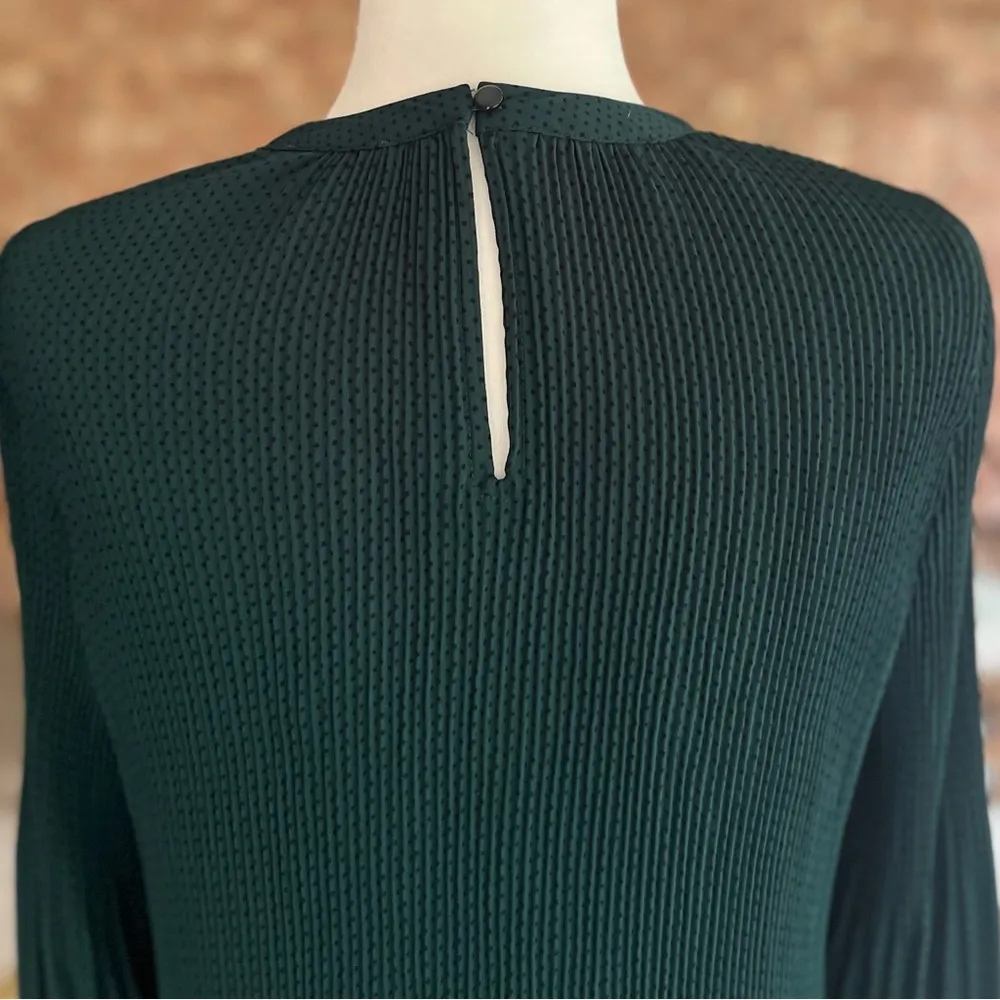 Adrianna Papell Top Accordion Pleat Polka Dot Green S Dressy Party Work Holiday - Image 8