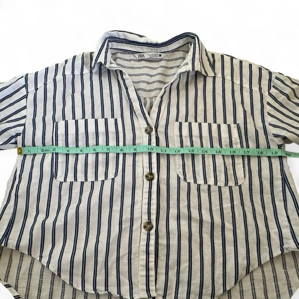 Zara Striped Button-Down Shirt in Navy and White - Image 7